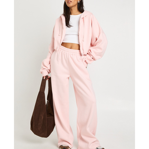 Conjunto Deportivo OEM para Mujer, 2 Piezas, Diseño Sólido, Sexy, con Cierre, Estilo Urbano, Pantalones con Cintura Elástica, Top Corto, Chándal para Correr - Product Image 6