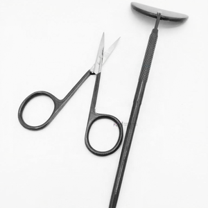 <b>Moon</b> Shape Eyelash Extension <b>Mirror</b> / Silver Tip Cuticle Scissor Private Label Lash <b>Mirror</b> Black Powder Coated Color <b>Mirror</b> Set - Product Image 1