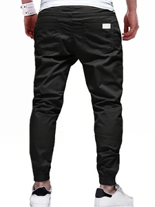 Pantalon de jogging décontracté pour homme avec taille élastique et poches latérales, en mélange respirant polyester-coton, poids moyen, style printemps - Product Image 5