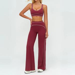 <b>Women's</b> Olive Green Wide Leg Pants High Waist Elastic Waist Loose Fit Full Length Solid Color Sporty Style With Side <b>Stripe</b> - Product Image 5