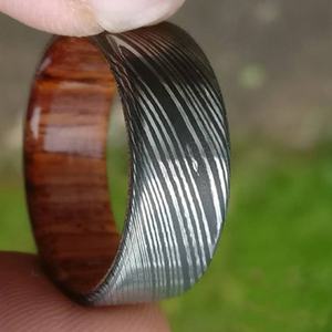 Anillo de boda de acero damasco unisex/anillo de compromiso hecho a mano directo fabricante de cuchillos de acero inoxidable OEM diseño personalizado DIY - Product Image 5