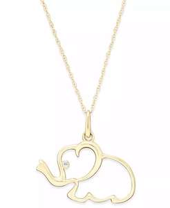 Cubic Zirconia <b>Elephant</b> Pendant <b>Necklace</b> in 10k Gold | Macy's - Product Image 1