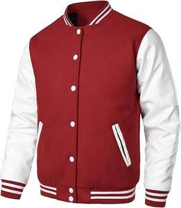 Chaqueta Varsity Personalizada para Hombre, Chaqueta Letterman de Mezcla de Lana con Mangas de Cuero Genuino, Marca Privada OEM ODM, Ropa de Calle - Product Image 3