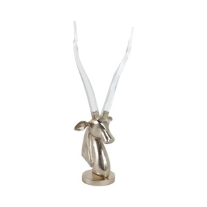 Sculpture moderne de tête de cerf avec bois de cerf en acrylique transparent, décoration artistique faite à la main pour table de salon - Product Image 1