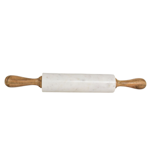 New Arrival White Marble <b>Rolling</b> pin With Wood Handle Baking <b>Tool</b> For Kitchenware and Restaurants Handmade Product - Product Image 1