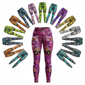 Leggings de yoga respirants à design 3D personnalisé, extensibles pour l'exercice, le fitness, la course et la gym, avec contrôle du ventre, en polyester - Product Image 1