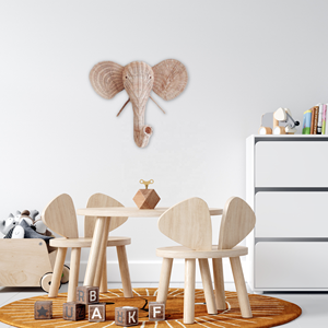 Cabeza de elefante de ratán de nuevo diseño, superventas en Amazon, para colgar en la pared, tema Animal, decoración de sala de juegos, frontón de pared tejido - Product Image 6