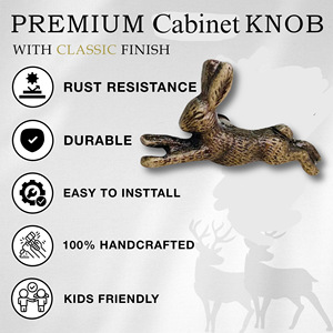 Tirador de Mueble de Bronce con Forma de Conejo Saltando, Perilla Rústica Novedosa y Duradera para Cajones y Armarios - Product Image 2