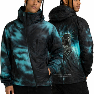 Custom Water Reactive Color Change Standard Print Patchwork Reversible Waterproof Hooded Racer <b>Jacket</b> for Unisex <b>Summer</b> - Product Image 4