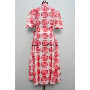 Vestido indio vintage de algodón con estampado floral hecho a mano, cuello en V, lavable, para verano, estilo bohemio, largo hasta el tobillo, para mujer. - Product Image 6