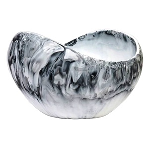 Bol de service en résine polie écologique noir et blanc, plat fait à la main, passe au lave-vaisselle, art moderne, style européen, pour les fêtes et la maison - Product Image 1