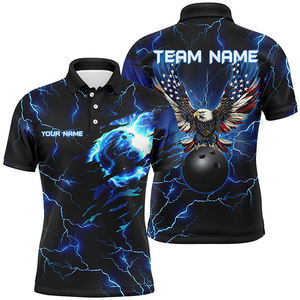 Good Quality Short Sleeves <b>Bowling</b> Polo <b>Shirts</b> Plus Size 100% Polyester Unisex Polo <b>Shirts</b> Custom Team Name - Product Image 3
