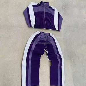 Ensemble veste et pantalon coupe-vent unisexe pour la saison d'automne, design personnalisé avec fermeture éclair, patchwork uni, respirant, extensible dans quatre directions - Product Image 2