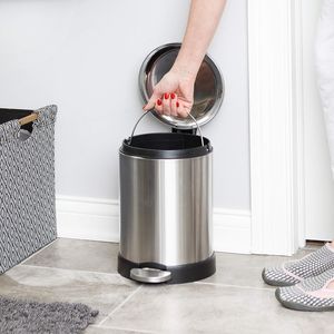 1.2 Gallon Round Stainless Steel Garbage <b>Bin</b> Soft Close <b>Lid</b> <b>with</b> Step Foot Pedal Metal Waste Basket Removable Inner Bucket - Product Image 5