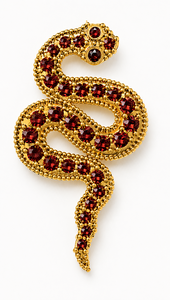 Broche unisex de plata de ley 925 con serpiente de granate y circonitas, aplique de joyería para decoración de prendas, bolsos y sombreros, para ella. - Product Image 6