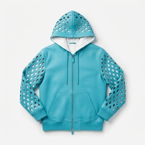 Chaqueta de Cuero Genuino con Capucha y Diseño Calado, Transpirable, Casual, con Cierre Frontal, Unisex, para Verano - Product Image 1