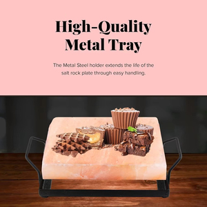 Bloc de sel rose de l'Himalaya biologique de qualité supérieure 12x8x2, plaque de cuisson en sel rose pur avec plateau en fer pour artisanat naturel et grillades - Product Image 2