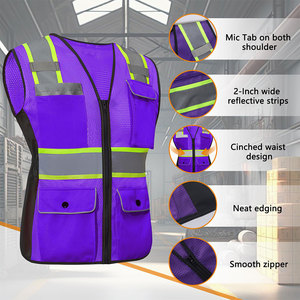 Chaleco de Seguridad Reflectante para Mujer con Cintura Ajustada, Múltiples Bolsillos, Ropa de Trabajo Ligera, Transpirable y de Secado Rápido - Product Image 5