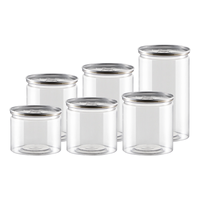 Bocaux alimentaires cylindriques en PET de haute qualité, diamètre 120 mm, à large ouverture, avec couvercles en aluminium à clipser, pour boissons, café, vin, bière, soda, champagne