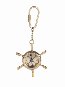 Handmade Vintage Brass Ship Wheel Locking Keychain Nautical Maritime <b>Key</b> <b>Ring</b> Collectible Gift <b>Accessory</b> - Product Image 4