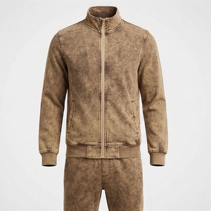 Men's Sustainable Sportswear Acid Wash Jogger Sun Faded Distress Fitness Exercise <b>Sets</b> Hooded <b>Embroidery</b> Jogging Winter - Product Image 1