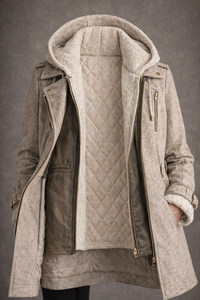 Manteau en laine fait main, manteau d'hiver à capuche avec doublure amovible - Product Image 4