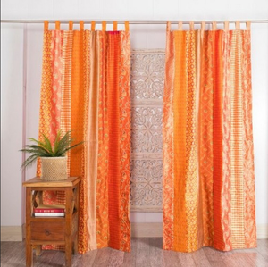 Rideaux de fenêtre en coton traditionnels, jaunes, style patchwork bohème, draperies décoratives pour l'intérieur de la maison - Product Image 3