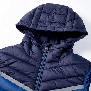Gilet matelassé sans manches pour homme, mode automne-hiver, avec fermeture éclair, à capuche, color block, patchwork, chaud - Product Image 6