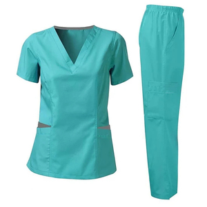 Factory Price Blank Unisex Medical <b>Nurse</b> Scrubs Suit Customized V-Neck Stretchy Medi Scrubs Uniforms Top and Pants Sets - Product Image 5