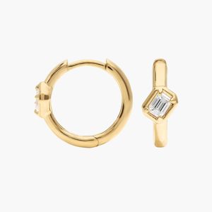 Pendientes de Aro con Diamantes Cultivados en Laboratorio de Corte Esmeralda de 0.2 CTW en Engaste de Bisel de Oro Blanco - Product Image 5