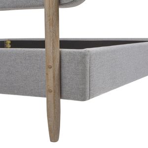 Letto King Size con Piattaforma Imbottita in Poliestere Grigio Chiaro, Design Moderno a Profilo Basso - Product Image 5