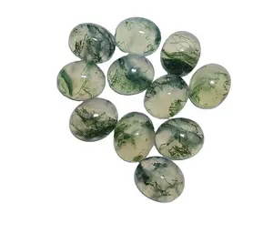 Wholesale Gemstone Cabochon 13x18mm Oval Moss Agate For Making Jewelry Supplier Bulk Product Handmade