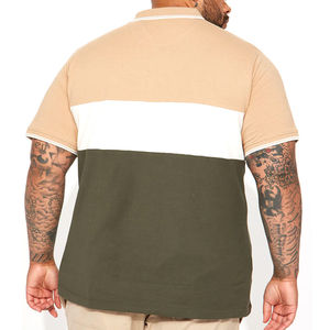 Camiseta polo para hombre con bloques de color beige, verde oliva y blanco, manga corta, transpirable, de algodón, con logo personalizado, ropa casual, suministro al por mayor. - Product Image 5