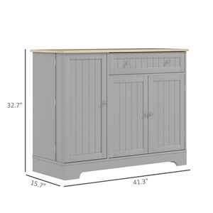 Credenza Moderna Artigianale da 41 Pollici per Villa, Mobile Buffet da Cucina con 3 Ante, Cassetto e Ripiano Regolabile in Grigio per Sala da Pranzo - Product Image 3