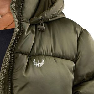 Olive <b>Cropped</b> <b>Jacket</b> Women Hooded <b>Puffer</b> Coat Lightweight Insulated Winter Outerwear Warm Casual Fashion Layer Wear - Product Image 6