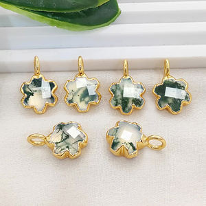 Dijes de Ágata Musgosa en Forma de Estrella, Electrochapados en Cobre, 10mm, para Fabricación de Joyería - Product Image 1