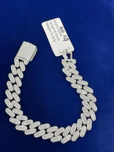 Bracelet chaîne ovale en diamant plaqué rhodium pour homme, style hip-hop, micro-pavé, bijoux en alliage, cadeau - Product Image 2