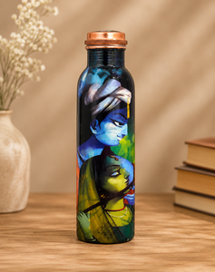 Bouteille d'eau en cuivre pur à imprimé léopard de qualité supérieure pour les bienfaits ayurvédiques, fabriquée à la main, étanche, gourde de sport contemporaine - Product Image 5