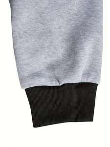 Mens <b>Black</b> and Grey Colorblock Zip-Up <b>Hoodie</b> and Joggers Tracksuit OEM ODM Wholesale Apparel - Product Image 4