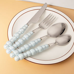 Juego de cubiertos de metal duradero con mangos de perlas, apto para lavavajillas, perfecto para el hogar, bodas, mesa de comedor, juegos de vajilla. - Product Image 2