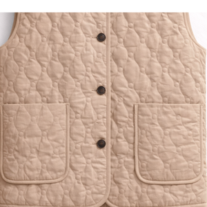 Chaleco Acolchado sin Mangas para Mujer, Ligero, con Botones al Frente, Cintura Elástica, Casual, para Primavera/Verano, Moda, Prenda para Combinar en Capas - Product Image 5