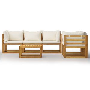 Set Lounge da Giardino Modulare in Legno di Acacia Crema - Product Image 3
