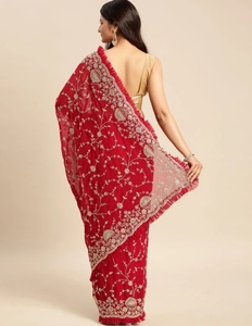 Sari de Georgette Bordado y Tejido al Estilo Bollywood KV - Product Image 6