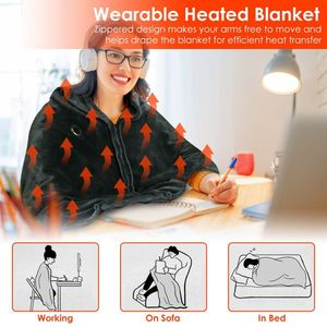 USB Electric <b>Heated</b> Blanket 59*31in Washable Poncho Shawl <b>Wrap</b> Throw with Zipper for Home or Office Women's Coats - Product Image 4