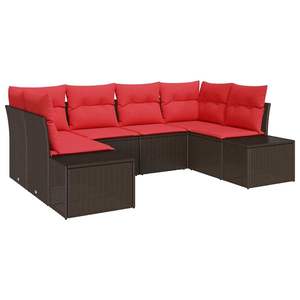 ชุดโซฟาสวนหวายโพลีสีน้ำตาล 6 ชิ้นพร้อมชุดเบาะรองนั่งในสวน - Product Image 2