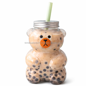 500ml High Quality PET <b>Plastic</b> Bear Bottle with 55mm Straw Direct Manufacturing in Vietnam Size Bear Bottle - Product Image 4
