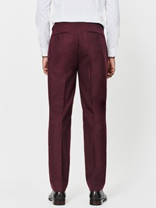 Costume d'affaires homme croisé en polyester/coton, grande taille, bordeaux, col cranté, coupe ajustée, style britannique, pantalon à devant plat - Product Image 3