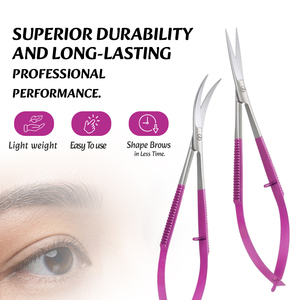 Ciseaux de précision roses de luxe pour sourcils, en acier inoxydable de haute qualité, avec emballage et logo personnalisés - Product Image 6