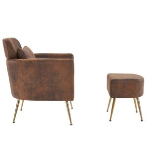 Poltrona Singola Arancione per Interni, Semi-Smontata, con Piedini e Pedali Dorati, in Tessuto Bronzato per Soggiorno - Product Image 4