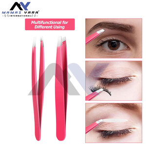 Juego de 9 Pinzas de Acero Inoxidable, Pinzas Rectas de Acero Aleado para Extensión de Pestañas, Color Rojo Rosa, Ergonómicas - Product Image 2